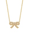 18K gold vermeil and cubic zirconia are all wrapped up in a pretty bow on this feminine-fabulous necklace from Crislu.