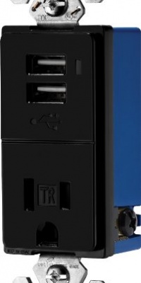 Cooper Wiring Devices TR7740BK-BOX Combination USB Charger with Tamper Resistant Receptacle, 2-Pole, 3-Wire Grounding, Black Cooper Wiring Devices TR7740BK-BOX Combination USB Charger with Tamper Resistant Receptacle, 2-Pole, 3-Wire Grounding, Black