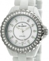 Peugeot Women's PS4885WT Swiss Ceramic Swarovski Crystal White Dial Watch