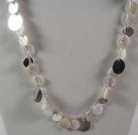 32 Inch Mother of Pearl & Silver tone Disc Strand Necklace 32 Inch Mother of Pearl & Silver tone Disc Strand Necklace