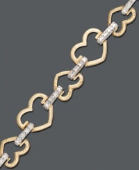 Let love unfurl at your wrist. Beautiful open-cut hearts are held together by bar links dusted with sparkling diamond accents. Bracelet crafted in 18k gold over sterling silver. Approximate length: 7-1/4 inches. Let love unfurl at your wrist. Beautiful open-cut hearts are held together by bar links dusted with sparkling diamond accents. Bracelet crafted in 18k gold over sterling silver. Approximate length: 7-1/4 inches.