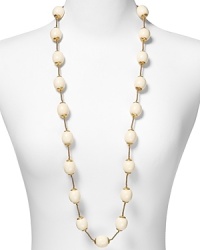 RJ Graziano channels '40s-inspired chic with this beaded necklace. Egg-shaped ivory beads capped with gold tone hardware blend elegantly with a range of looks. RJ Graziano channels '40s-inspired chic with this beaded necklace. Egg-shaped ivory beads capped with gold tone hardware blend elegantly with a range of looks.