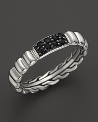 Black sapphires accent a sterling silver John Hardy band ring. Black sapphires accent a sterling silver John Hardy band ring.