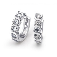 Bling Jewelry Sterling Silver CZ Waved Figure Huggie Earrings Bling Jewelry Sterling Silver CZ Waved Figure Huggie Earrings