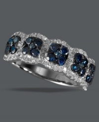 Surrender to sparkle. Round-cut blue diamonds (7/8 ct. t.w.) and white diamonds (1/3 ct. t.w.) create a pretty square pattern on this stunning 14k white gold ring by EFFY Collection. Approximate width: 5/16 inch. Surrender to sparkle. Round-cut blue diamonds (7/8 ct. t.w.) and white diamonds (1/3 ct. t.w.) create a pretty square pattern on this stunning 14k white gold ring by EFFY Collection. Approximate width: 5/16 inch.