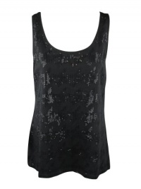 Alfani Womens Black Sleeveless Sequin Front Scoopneck Tank Top L Alfani Womens Black Sleeveless Sequin Front Scoopneck Tank Top L