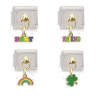 Best, Friend, Rainbow and Shamrock Dangle Italian Charm Link Set Best, Friend, Rainbow and Shamrock Dangle Italian Charm Link Set