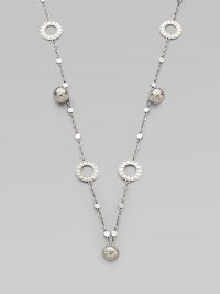 From the Dot Collection. This geometric design features a dotted texture stations, ball charms and multi-link chain in sleek sterling silver. Sterling silverLength, about 55Lobster clasp closureImported From the Dot Collection. This geometric design features a dotted texture stations, ball charms and multi-link chain in sleek sterling silver. Sterling silverLength, about 55Lobster clasp closureImported