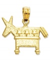 Support your party! This textured charm features a 3D democratic donkey in 14k gold. Chain not included. Approximate length: 7/10 inch. Approximate width: 3/5 inch.