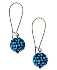 Have yourself a ball. Style&co. makes sure you're the belle of the evening with this set of teal drop earrings. The pair is crafted from hematite tone mixed metal and uses a fish-hook closure. Approximate drop: 3/4 inch. Have yourself a ball. Style&co. makes sure you're the belle of the evening with this set of teal drop earrings. The pair is crafted from hematite tone mixed metal and uses a fish-hook closure. Approximate drop: 3/4 inch.
