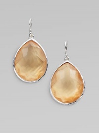 From the Wonderland Collection. A graceful, faceted teardrop-shaped doublet, the warm color of golden honey, combines color-backed mother-of-pearl layered with clear quartz in an elegantly simple sterling silver setting.Mother-of-pearl and clear quartzSterling silverLength, about 1¾Ear wireImported