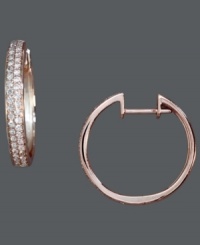 Versatility and refinement at its best. Perfect for the red carpet, or paired with your favorite blue jeans, Trio by Effy Collection's hoop earrings add vitality to any look. Crafted in 14k rose gold with two rows of sparkling, round-cut diamonds (1/3 ct. t.w.). Approximate diameter: 3/4 inch. Versatility and refinement at its best. Perfect for the red carpet, or paired with your favorite blue jeans, Trio by Effy Collection's hoop earrings add vitality to any look. Crafted in 14k rose gold with two rows of sparkling, round-cut diamonds (1/3 ct. t.w.). Approximate diameter: 3/4 inch.