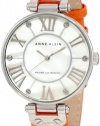 Anne Klein Women's 10/9919MPOR Leather Silver-Tone Orange Leather Strap Watch