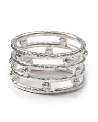 Have fun when you accessorize. Melinda Maria's four row ring showcases arcade-inspired shine that's all grown up--the silver style wins with all-black. Have fun when you accessorize. Melinda Maria's four row ring showcases arcade-inspired shine that's all grown up--the silver style wins with all-black.