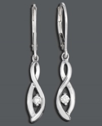 Simplicity makes a statement with these sterling silver single swirl Wrapped in Love™ earrings, each hugging a single round-cut diamond (1/10 ct. t.w.). Approximate drop: 2 inches. Simplicity makes a statement with these sterling silver single swirl Wrapped in Love™ earrings, each hugging a single round-cut diamond (1/10 ct. t.w.). Approximate drop: 2 inches.