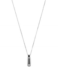 It's all in the details. This sophisticated Emporio Armani men's necklace features a dog tag-inspired design with the company's signature logo. Crafted in stainless steel with black ion plating. Adjustable chain includes a removable extension chain. Approximate length: 19 inches + 2-inch extender. Approximate drop: 1-1/4 inches. It's all in the details. This sophisticated Emporio Armani men's necklace features a dog tag-inspired design with the company's signature logo. Crafted in stainless steel with black ion plating. Adjustable chain includes a removable extension chain. Approximate length: 19 inches + 2-inch extender. Approximate drop: 1-1/4 inches.