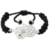 Adjustable Stainless Steel & black Cord Hamsa Bracelet with Evil Eye Charm