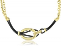 T Tahari Linked In Double Chain and Leather Necklace T Tahari Linked In Double Chain and Leather Necklace
