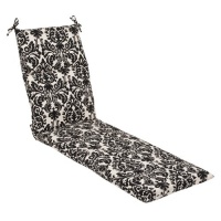 Pillow Perfect Indoor/Outdoor Black/Beige Damask Chaise Lounge Cushion Pillow Perfect Indoor/Outdoor Black/Beige Damask Chaise Lounge Cushion
