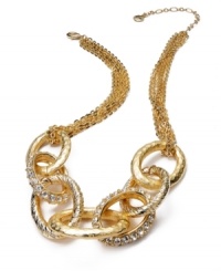 Get well-connected. This frontal statement necklace from Alfani is crafted from 12k gold-plated mixed metal and features links adorned with glass crystal stones for a glistening touch. Approximate length: 18 inches + 3-inch extender. Get well-connected. This frontal statement necklace from Alfani is crafted from 12k gold-plated mixed metal and features links adorned with glass crystal stones for a glistening touch. Approximate length: 18 inches + 3-inch extender.