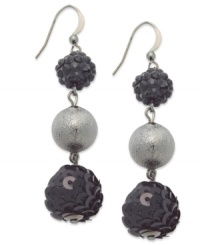 Have a ball with these triple drop earrings from Style&co. Round plastic stones in hematite and jet tones bring a look of mystery to your everyday. Crafted in hematite tone mixed metal. Approximate drop: 2-1/4 inches. Have a ball with these triple drop earrings from Style&co. Round plastic stones in hematite and jet tones bring a look of mystery to your everyday. Crafted in hematite tone mixed metal. Approximate drop: 2-1/4 inches.