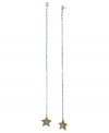 Catch a falling star. Betsey Johnson's pair of long earrings are crafted from gold-tone mixed metal with gold-tone lucite stars and glass accents to light up the night. Approximate drop: 9-1/4 inches.