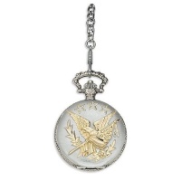 FMD Silver Dial Brass Flag and Eagle Pocket Watch ZRT15009F9 FMD Silver Dial Brass Flag and Eagle Pocket Watch ZRT15009F9