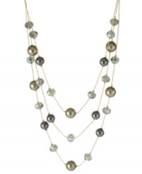 Style comes in layers in this illusion necklace from Kenneth Cole New York. Crafted from gold-tone mixed metal, the necklace is draped with green glass pearls and beads for a visually stunning effect. Item comes packaged in a signature Kenneth Cole New York Gift Box. Approximate length: 16 inches + 3-inch extender. Approximate drop: 3 inches. Style comes in layers in this illusion necklace from Kenneth Cole New York. Crafted from gold-tone mixed metal, the necklace is draped with green glass pearls and beads for a visually stunning effect. Item comes packaged in a signature Kenneth Cole New York Gift Box. Approximate length: 16 inches + 3-inch extender. Approximate drop: 3 inches.