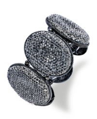 Shine on at night with this glittery bracelet from Style&co. An oval-linked design is embellished with black plastic stones. Crafted in hematite tone mixed metal. Approximate length: 7-1/2 inches. Shine on at night with this glittery bracelet from Style&co. An oval-linked design is embellished with black plastic stones. Crafted in hematite tone mixed metal. Approximate length: 7-1/2 inches.