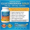 Glucomannan GOLD, Konjac Root Fiber for Weight-loss, 750mg, 120 Vegetarian Capsules