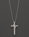 Diamond pavé adds sparkle to a sterling silver cross pendant necklace from the Classic Chain Kepang collection by John Hardy.