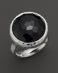Mounted on a sterling silver band, this deep black onyx ring makes an intriguing addition to your look. Mounted on a sterling silver band, this deep black onyx ring makes an intriguing addition to your look.