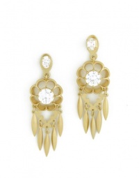 Juicy Couture Stamped Flower Fringe Crystal Earrings - Gold Juicy Couture Stamped Flower Fringe Crystal Earrings - Gold