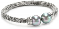 Majorica 12mm Grey Pearls on Silver Stainless Steel Bangle Bracelet Majorica 12mm Grey Pearls on Silver Stainless Steel Bangle Bracelet