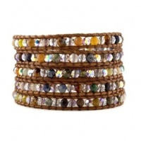 Chan Luu Multi Mix Wrap Bracelet on Natural Brown Leather Chan Luu Multi Mix Wrap Bracelet on Natural Brown Leather