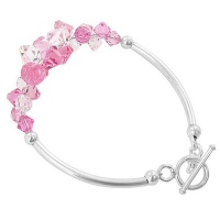 SCBR010 Sterling Silver Pink and Clear Crystal Bracelet 7.5 inch Made with Swarovski Elements SCBR010 Sterling Silver Pink and Clear Crystal Bracelet 7.5 inch Made with Swarovski Elements