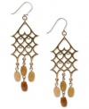Lucky Brand Moroccan Gold-Tone Openwork Jade Chandelier Earrings