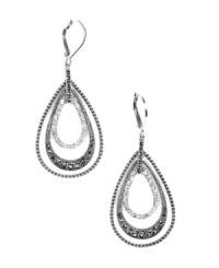 Create ambiance for an evening of elegance. These glamorous drops by Judith Jack feature graduated teardrops decorated with glittering crystals and marcasite. Crafted in sterling silver. Approximate drop: 1-3/4 inches. Create ambiance for an evening of elegance. These glamorous drops by Judith Jack feature graduated teardrops decorated with glittering crystals and marcasite. Crafted in sterling silver. Approximate drop: 1-3/4 inches.