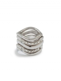 GUESS Silver-Tone Curve Ring Set, SILVER (7) GUESS Silver-Tone Curve Ring Set, SILVER (7)