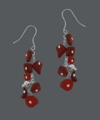 Spice up your style with red-hot color. These chic dangling earrings by Avalonia Road feature bold coral chips in a sterling silver setting. Approximate drop: 1-3/4 inches. Spice up your style with red-hot color. These chic dangling earrings by Avalonia Road feature bold coral chips in a sterling silver setting. Approximate drop: 1-3/4 inches.