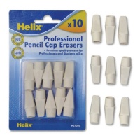 Helix Hi-Polymer Professional Pencil Cap Erasers, Pack of 10, White (37360) Helix Hi-Polymer Professional Pencil Cap Erasers, Pack of 10, White (37360)