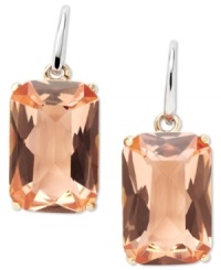 Splash on some flirty color with these drop earrings from Fossil. Featuring a rectangular glass crystal in peach hues. Crafted in gold tone mixed metal. Approximate drop: 1-1/4 inches. Splash on some flirty color with these drop earrings from Fossil. Featuring a rectangular glass crystal in peach hues. Crafted in gold tone mixed metal. Approximate drop: 1-1/4 inches.