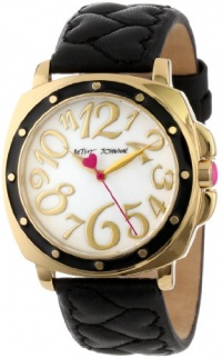 Betsey Johnson Women's BJ00044-02 Analog Black Quilted Heart Strap Watch Betsey Johnson Women's BJ00044-02 Analog Black Quilted Heart Strap Watch