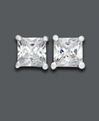 A touch of ice makes your ensemble more than nice. Studs by B. Brilliant feature glittering princess-cut cubic zirconia (2 ct. t.w.). Earrings set in sterling silver. A touch of ice makes your ensemble more than nice. Studs by B. Brilliant feature glittering princess-cut cubic zirconia (2 ct. t.w.). Earrings set in sterling silver.