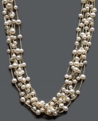 Polish and shine combine in this elegant style. Delicate metallic threads highlight dozens of cultured freshwater pearls (4-1/2-6-1/2 mm) intertwined together in this chic, multi-strand style. Clasp crafted in sterling silver. Approximate length: 18 inches. Polish and shine combine in this elegant style. Delicate metallic threads highlight dozens of cultured freshwater pearls (4-1/2-6-1/2 mm) intertwined together in this chic, multi-strand style. Clasp crafted in sterling silver. Approximate length: 18 inches.