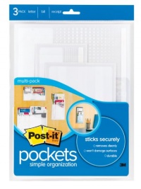 Post-it Wall Pockets, Multiple Sizes, Clear with Dots, 3-Pack