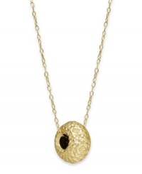 It's all in the details. Although subtle, this textured, diamond-cut bead really sets off your look. Crafted in 14k gold with a matching chain. Approximate length: 18 inches. Approximate drop length: 3/8 inch. Approximate drop width: 1/4 inch. It's all in the details. Although subtle, this textured, diamond-cut bead really sets off your look. Crafted in 14k gold with a matching chain. Approximate length: 18 inches. Approximate drop length: 3/8 inch. Approximate drop width: 1/4 inch.