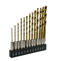 Tooluxe 13-Piece Hex Shank Titanium Coated Drill Bit Set Tooluxe 13-Piece Hex Shank Titanium Coated Drill Bit Set