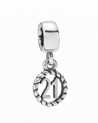Savor the memories of a milestone birthday with PANDORA's dangling sterling silver charm. Savor the memories of a milestone birthday with PANDORA's dangling sterling silver charm.