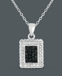 Paint the perfect portrait. Like a pretty, framed picture, this Victoria Townsend pendant features a rectangular shape with black diamond accents surrounded by white diamond accents. Setting and chain crafted in sterling silver. Approximate length: 18 inches. Approximate drop: 9/10 inch. Paint the perfect portrait. Like a pretty, framed picture, this Victoria Townsend pendant features a rectangular shape with black diamond accents surrounded by white diamond accents. Setting and chain crafted in sterling silver. Approximate length: 18 inches. Approximate drop: 9/10 inch.